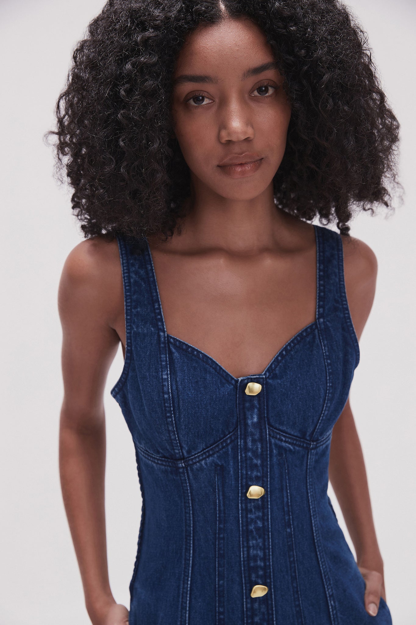 aje may denim midi dress May Denim Midi Dress | Dark Indigo