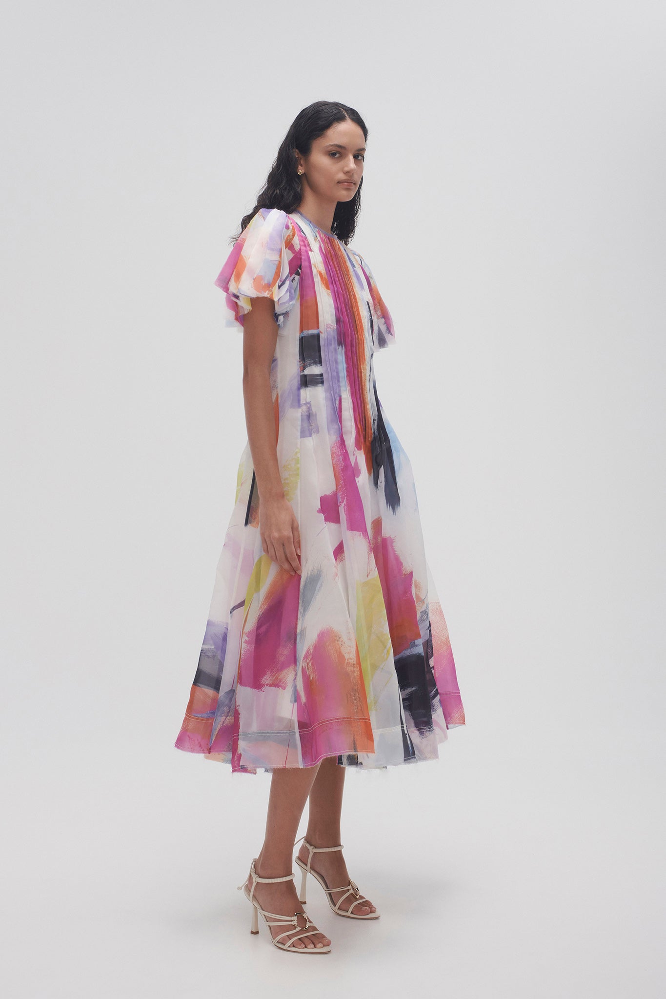 Nova Pleated Midi Dress | Abstract Sunset | Aje – Aje ROW