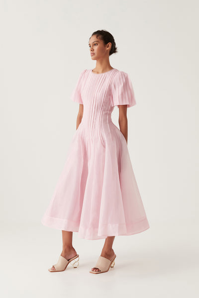 Nova Pleated Midi Dress | Chalk Pink | Aje – Aje ROW