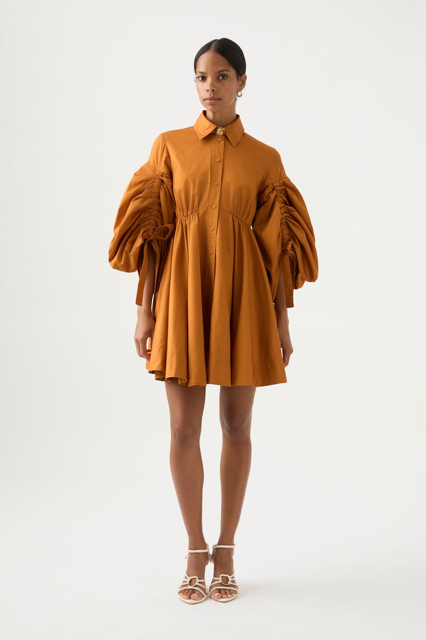 Utopia Drawstring Mini Dress | Chestnut Brown