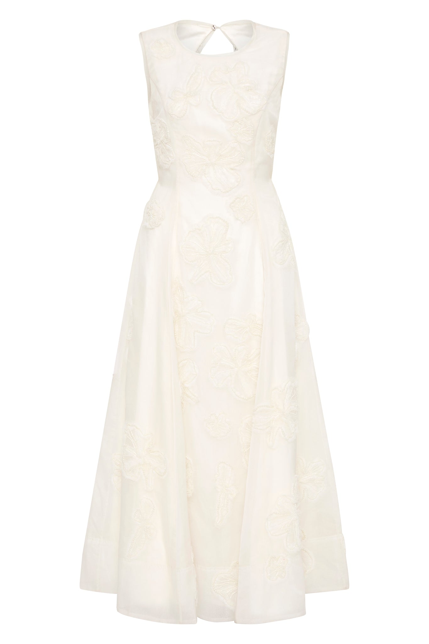 aje vera beaded flower midi dress Vera Beaded Flower Midi Dress | Ivory