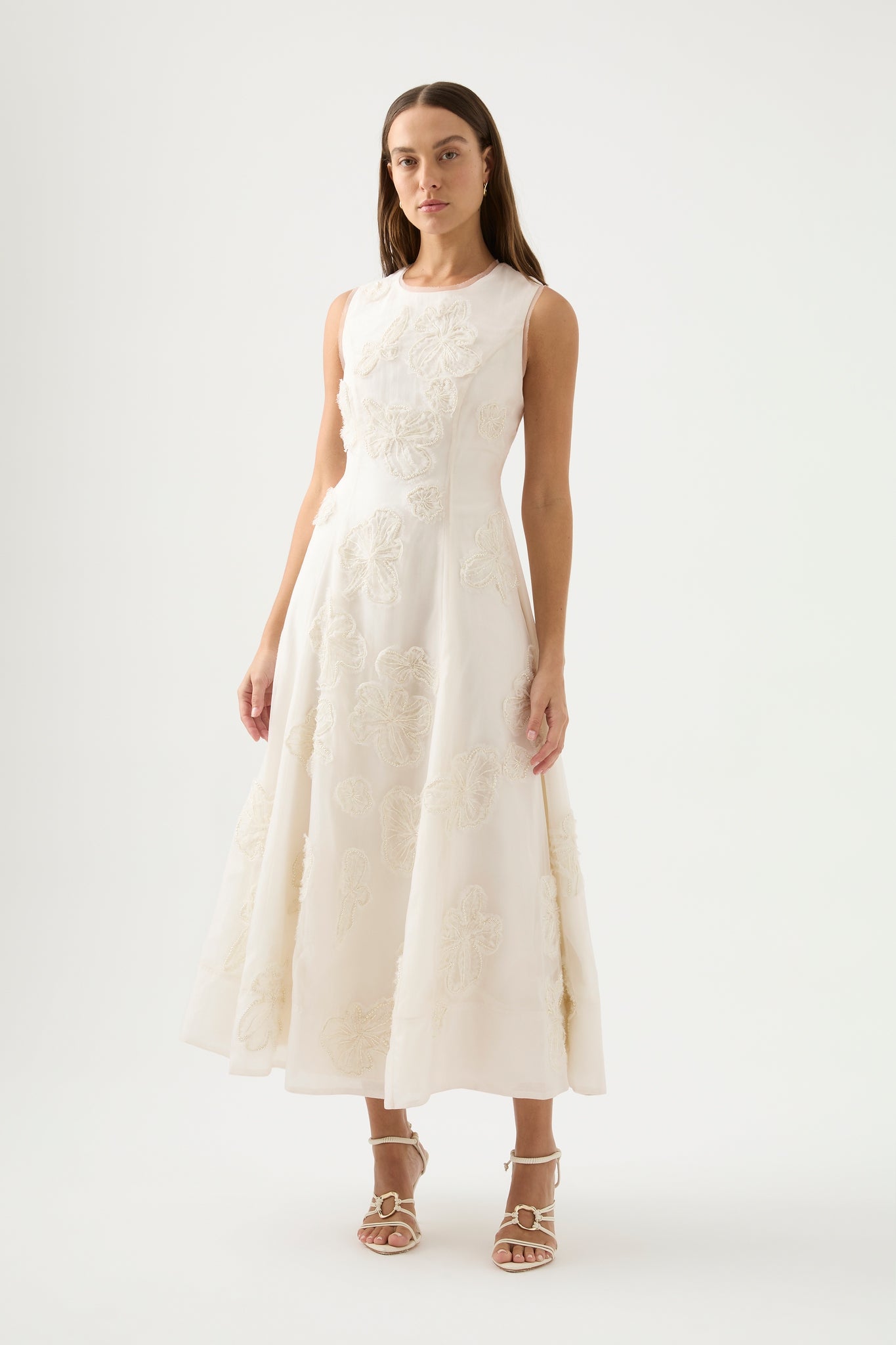 Vera Beaded Flower Midi Dress-IVORY / 4 Vera Beaded Flower Midi Dress-IVORY / 4