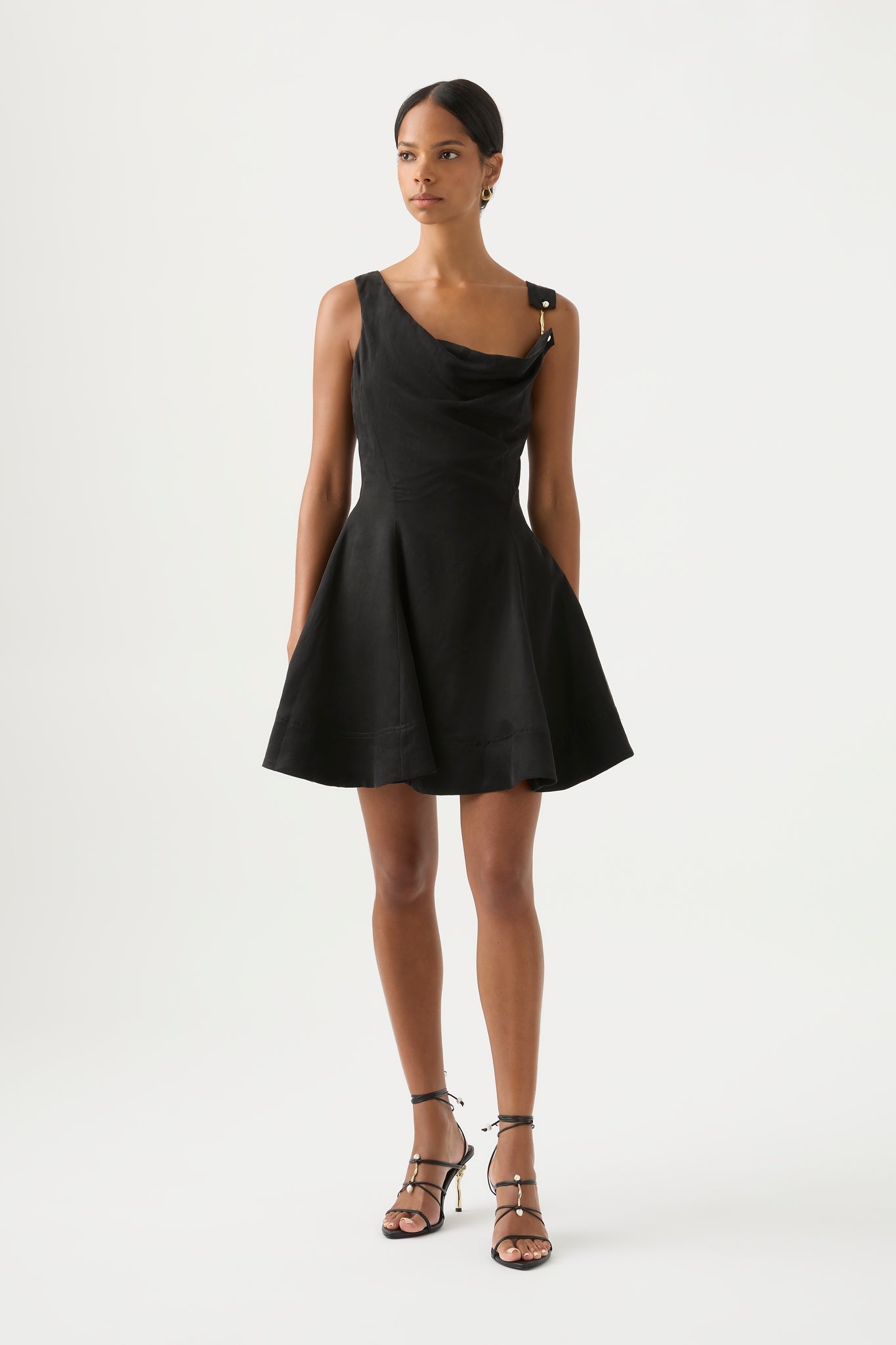 Liberty Asymmetric Mini Dress, Black