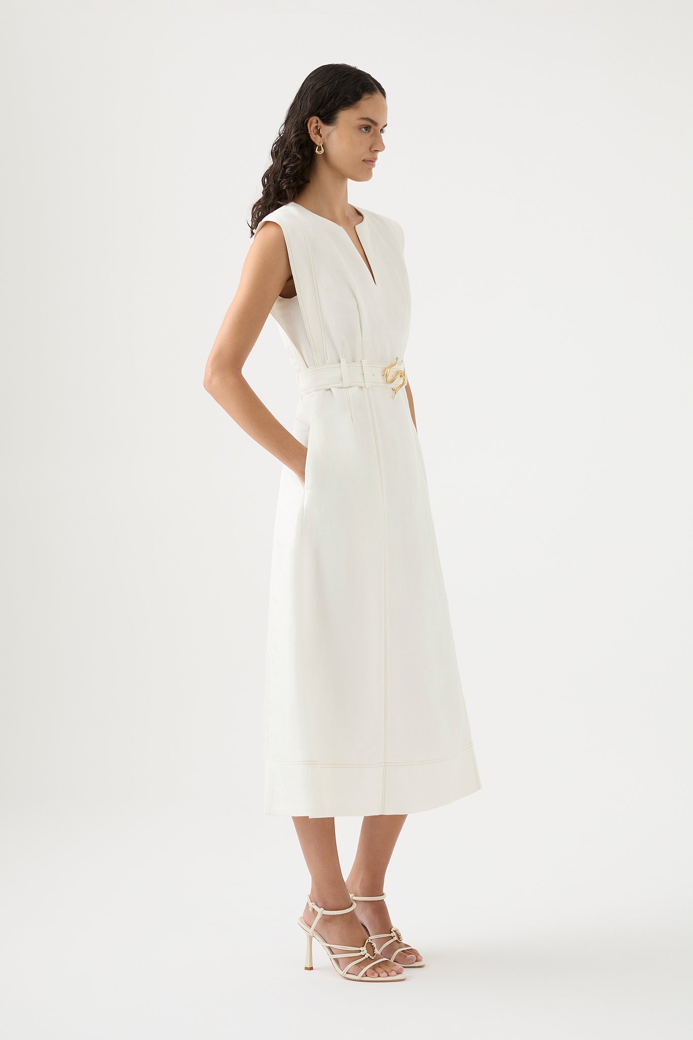 Beacon Structured Midi Dress | Ivory | Aje – Aje ROW