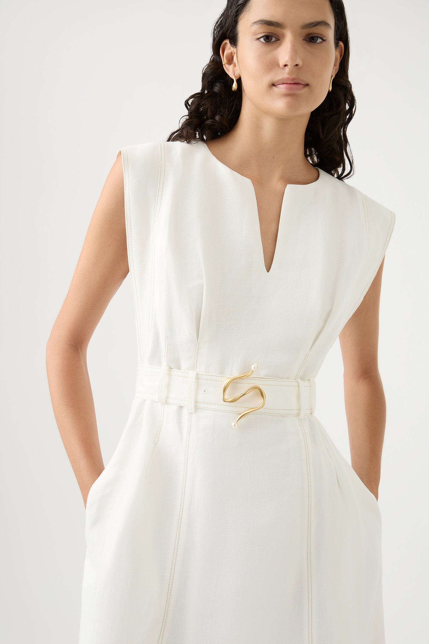 Beacon Structured Midi Dress | Ivory | Aje – Aje World