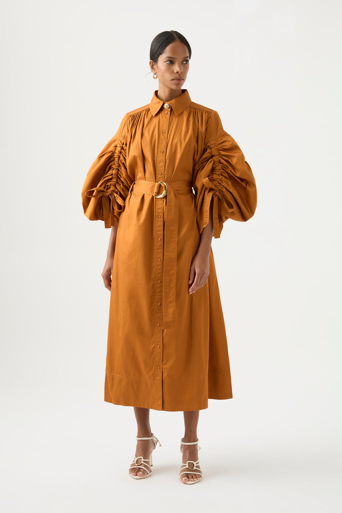 Utopia Drawstring Midi Dress | Chestnut Brown | Aje – Aje ROW