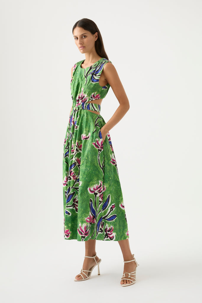 Zorina Tie Midi Dress | Native Gumnut Floral | Aje – Aje ROW