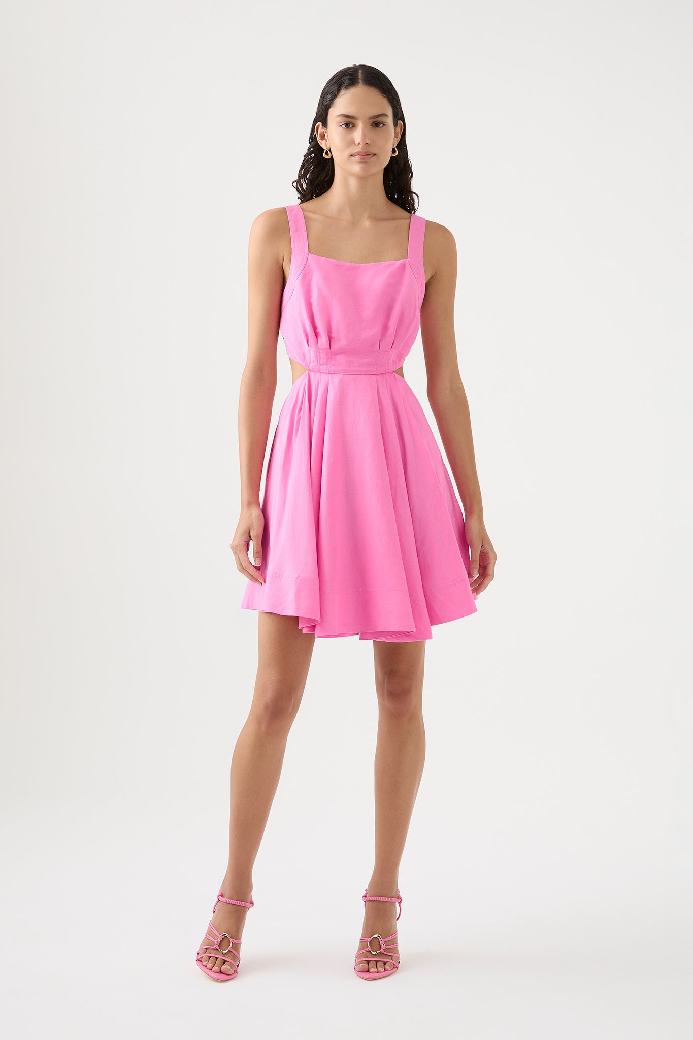 Clara Tie Back Mini Dress, Protea Pink