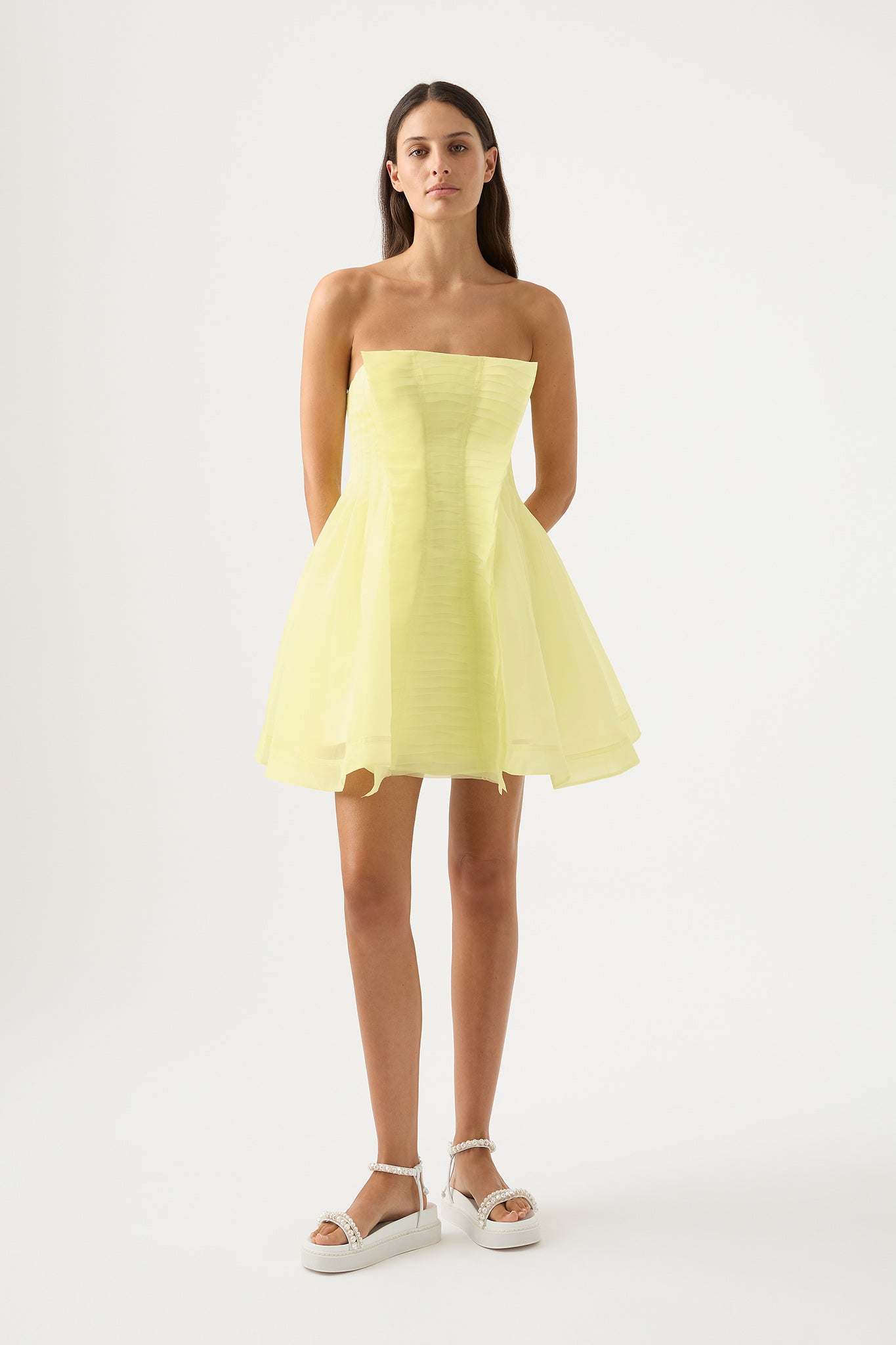 Astrid Strapless Mini Dress | Soft Lemon Yellow | Aje Aje International Astrid Strapless Mini Dress | Soft Lemon Yellow | Aje Aje International