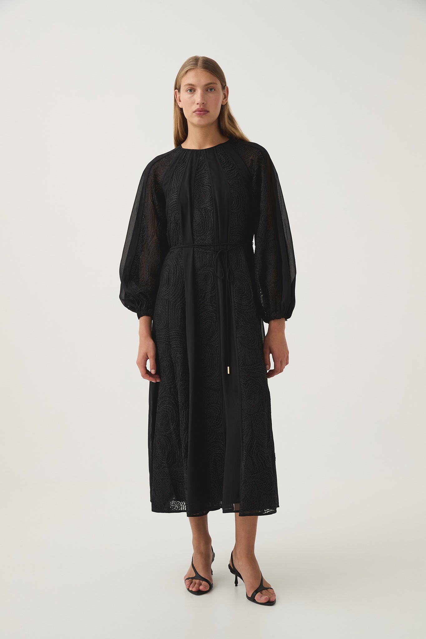 soleil lace midi dress Soleil Floral Applique Midi Dress