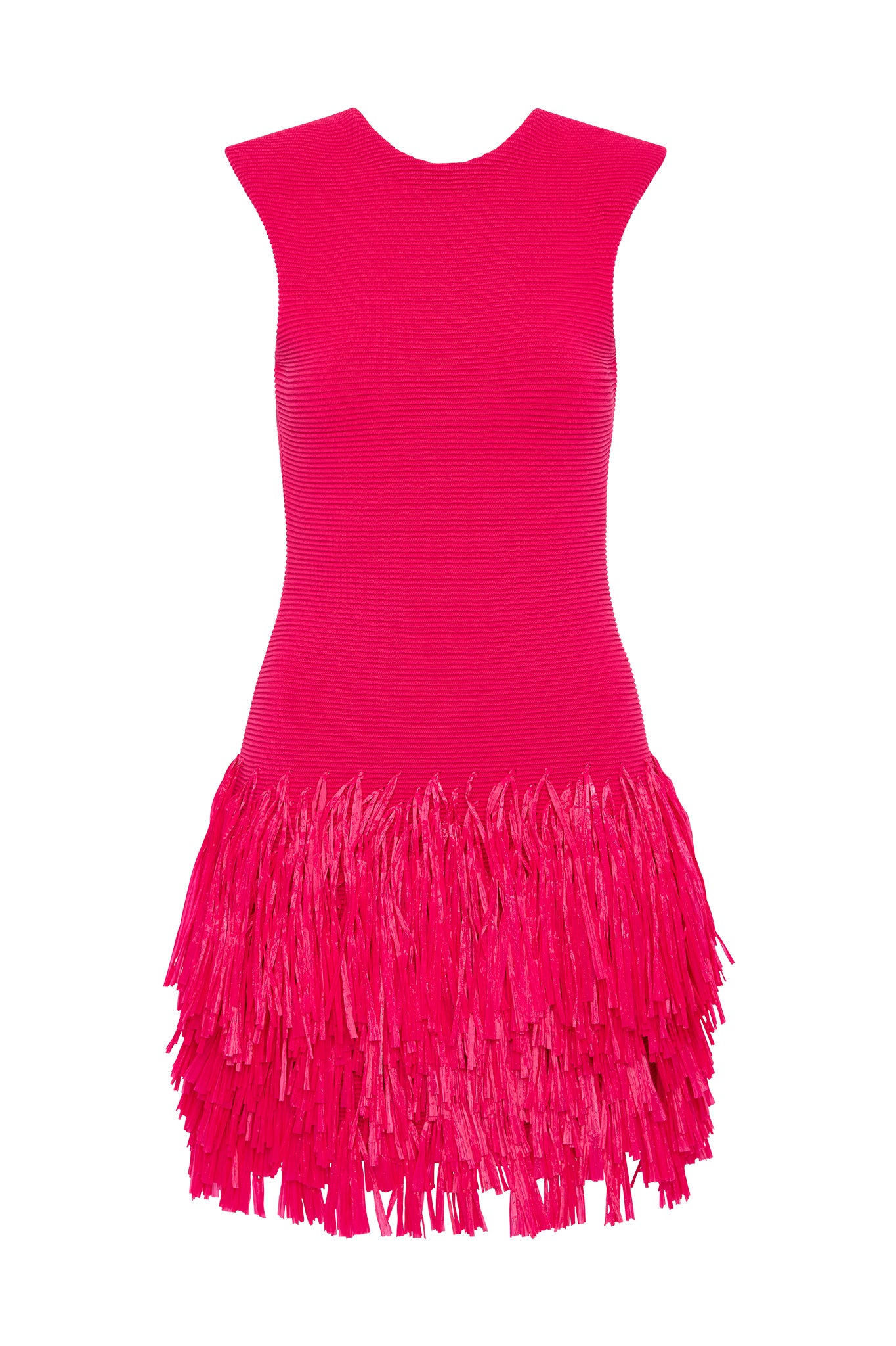 Rushes Raffia Knit Mini Dress-DEEP FUSCHIA / XXS Rushes Raffia Knit Mini Dress-DEEP FUSCHIA / XXS