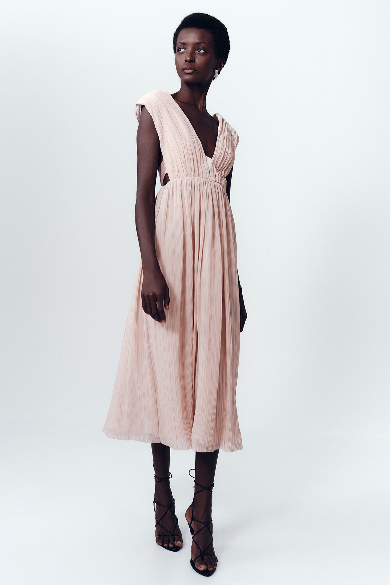 pink bow dress midi Becoming Bow Back Midi Dress | Blush Pink