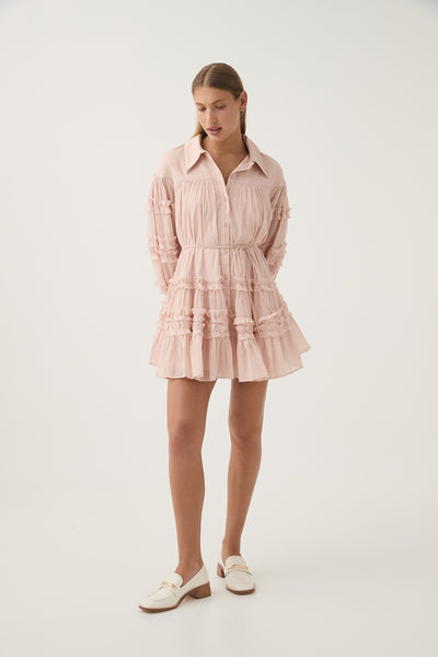 aje gracious tiered mini dress Pastiche Tiered Mini Dress-BLUSH PINK / 4