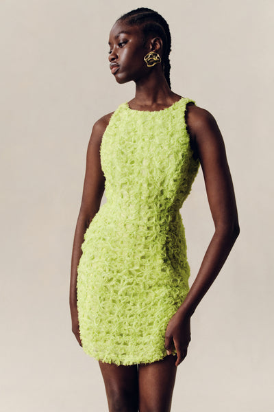 Quintette Textured Mini Dress | Light Lime Green