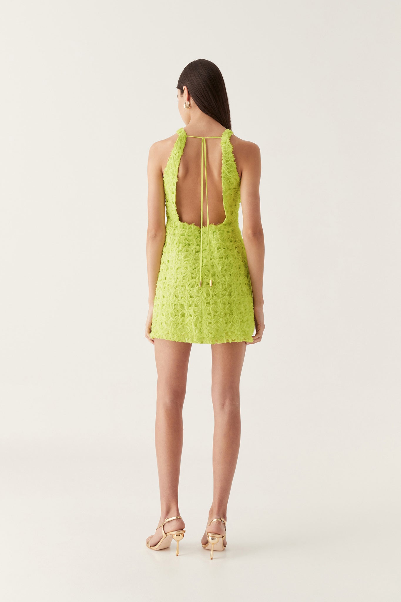 dress lime green Quintette Textured Mini Dress-LIGHT LIME GREEN / 4
