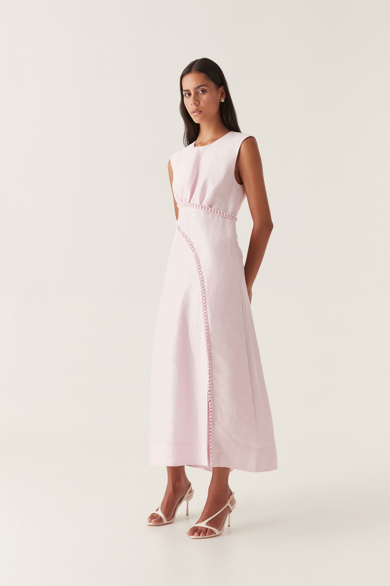 Asta Whipstitch Midi Dress, Pastel Pink