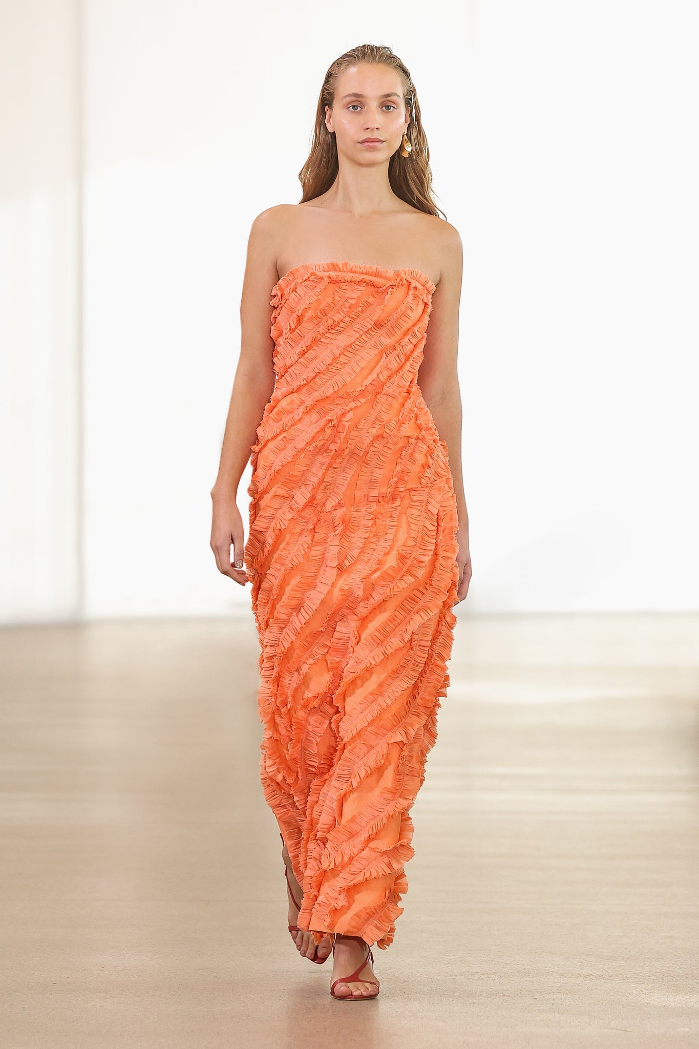 Terrene Frill Maxi Dress-SUNSET ORANGE / 4 Terrene Frill Maxi Dress-SUNSET ORANGE / 4