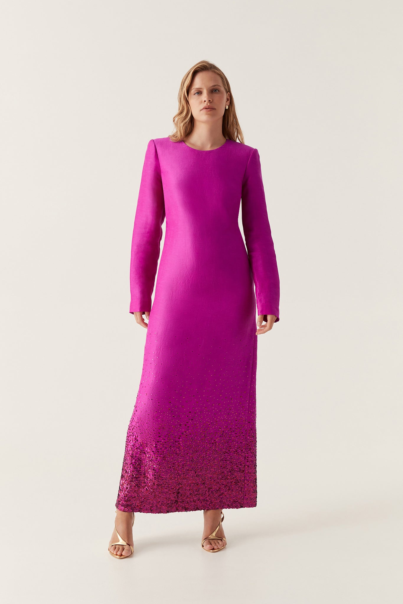 Reflection Sequin Maxi Dress-DEEP MAGENTA / 4