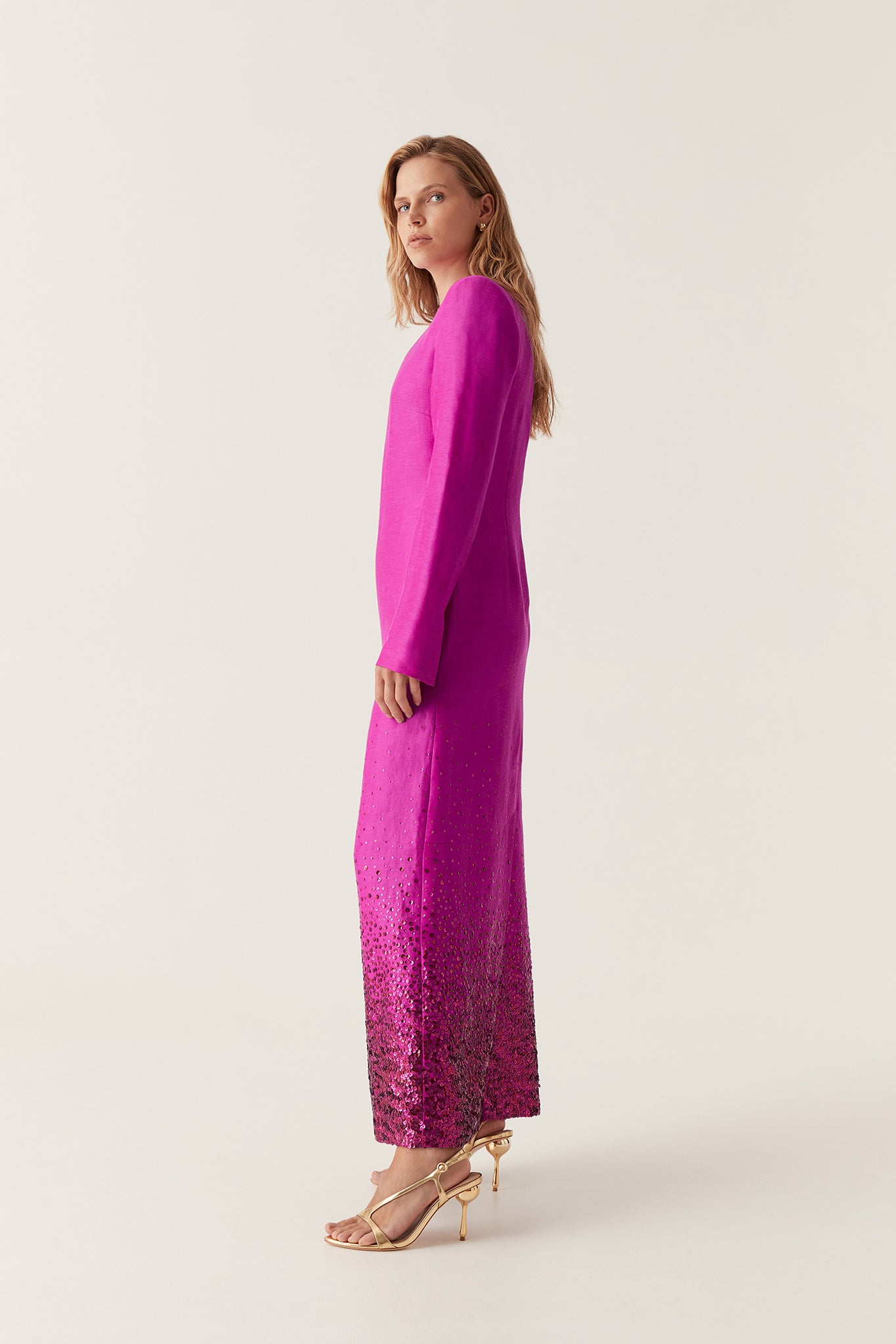 aje reflection sequin maxi dress Buy Aje Purple Reflection Sequin-embellished Maxi Dress in Linen-viscose For Women Online