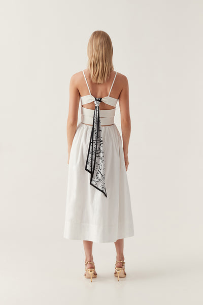 aje danica tie back midi dress Danica Tie Back Midi Dress-IVORY / XL
