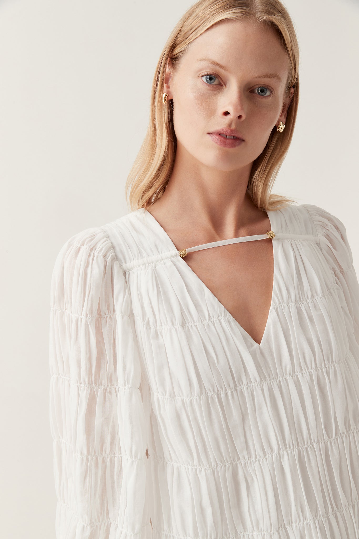 Evelina Ruched Mini Dress Ivory Aje Aje ROW