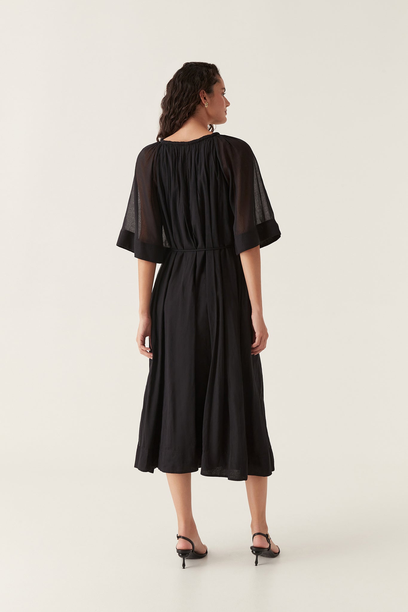 Damia Smock Midi Dress, Black