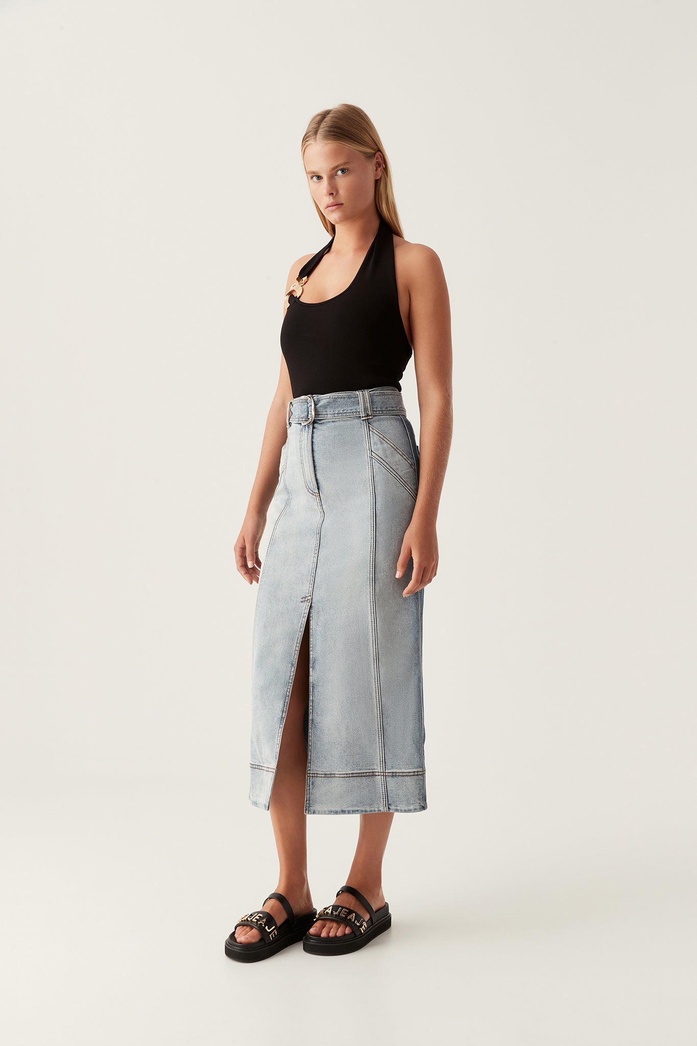 Draped Bodysuit + High Waist Belted Midi Skirt – StylePantry | Belted midi  skirt, Skirt fashion, Classy dress outfits