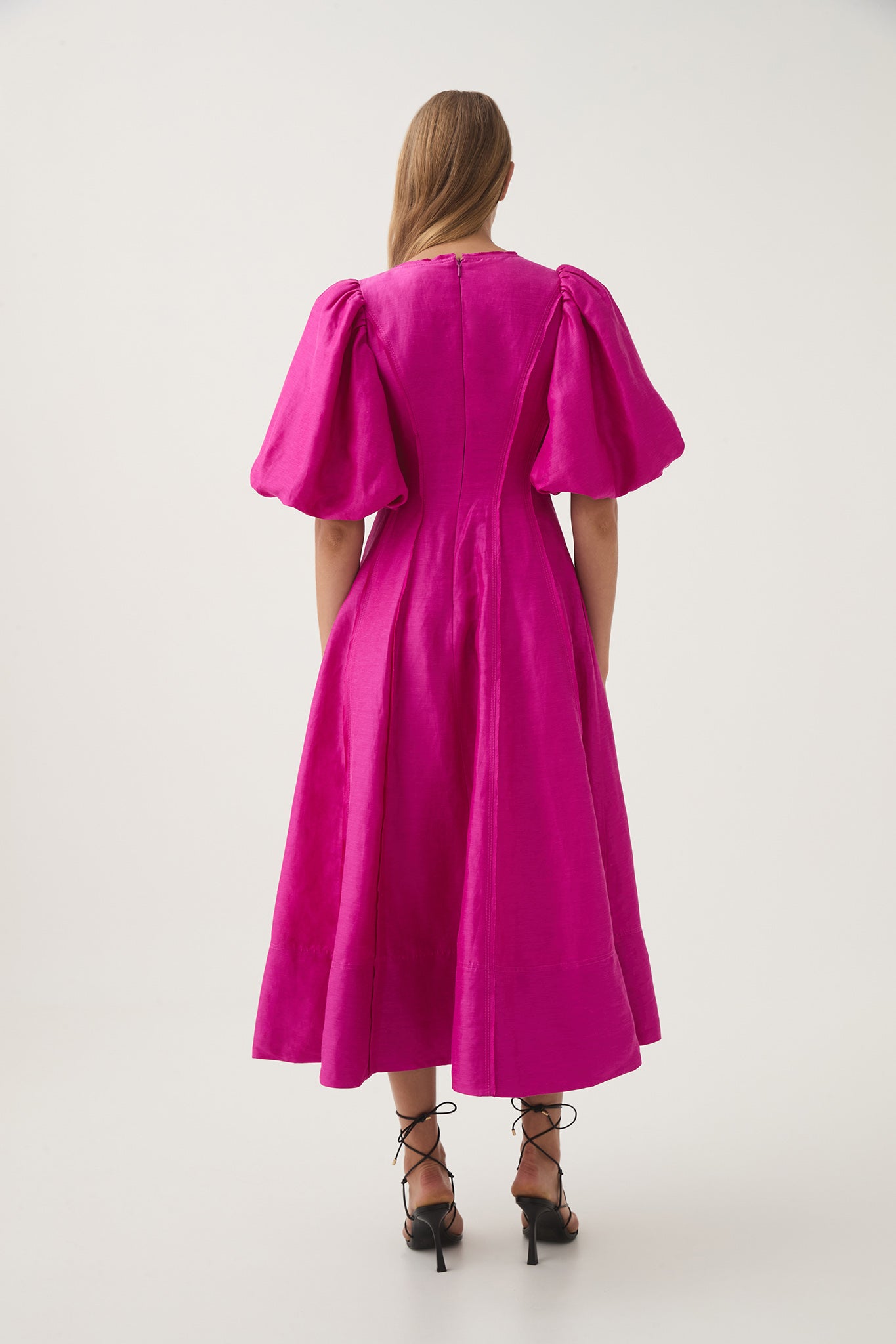 Dusk Puff Sleeve Midi Dress | Deep Magenta | Aje – Aje ROW