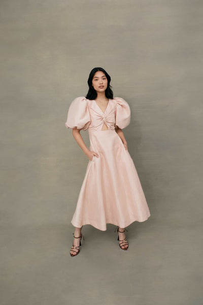 aje dusk knot puff sleeve mini dress Aje Dusk Knot Puff Sleeve Mini Dress In Green - 40% Off