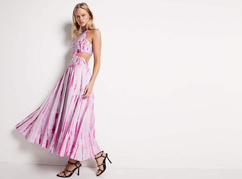 Introspect Cut Out Midi Dress | Pink Ripple Tie Dye