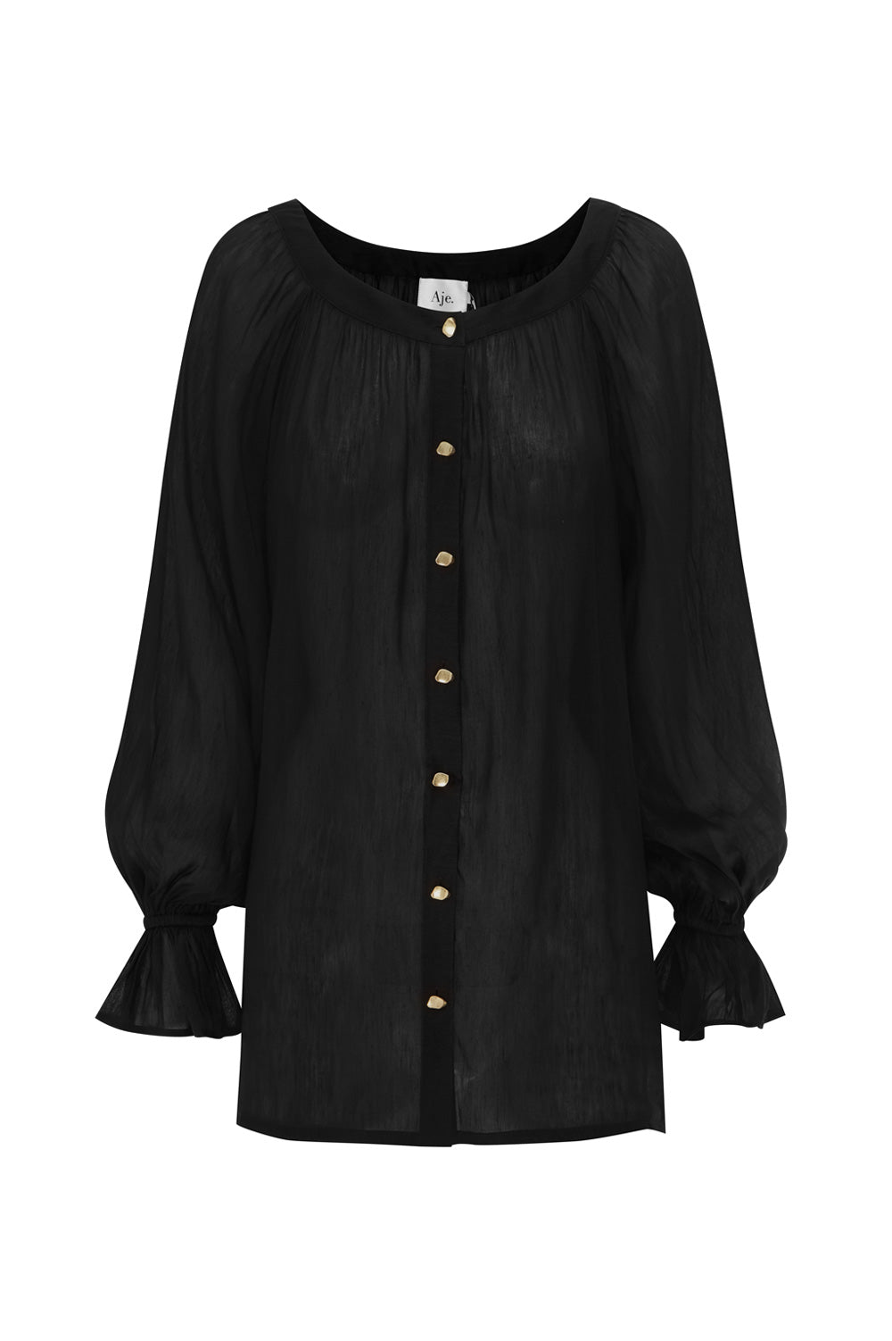 新品】L´AUBE BLANC Double tie Blouse black-