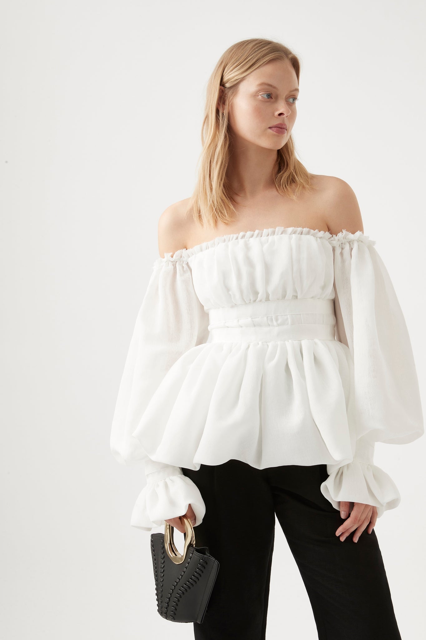 White dressy off the shoulder top Clearance