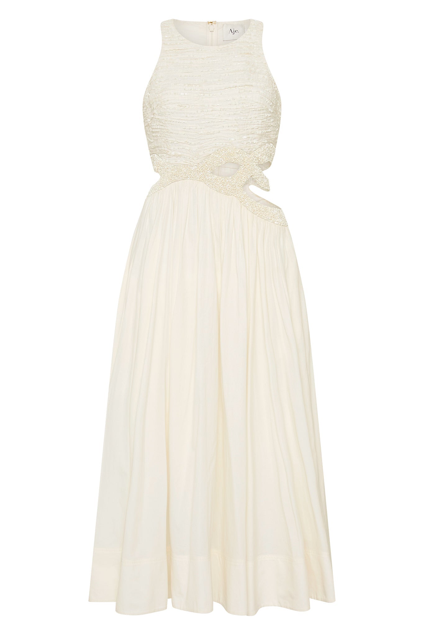 aje white sequin dress Aje Women's New Catara Sequin Midi Dress In White