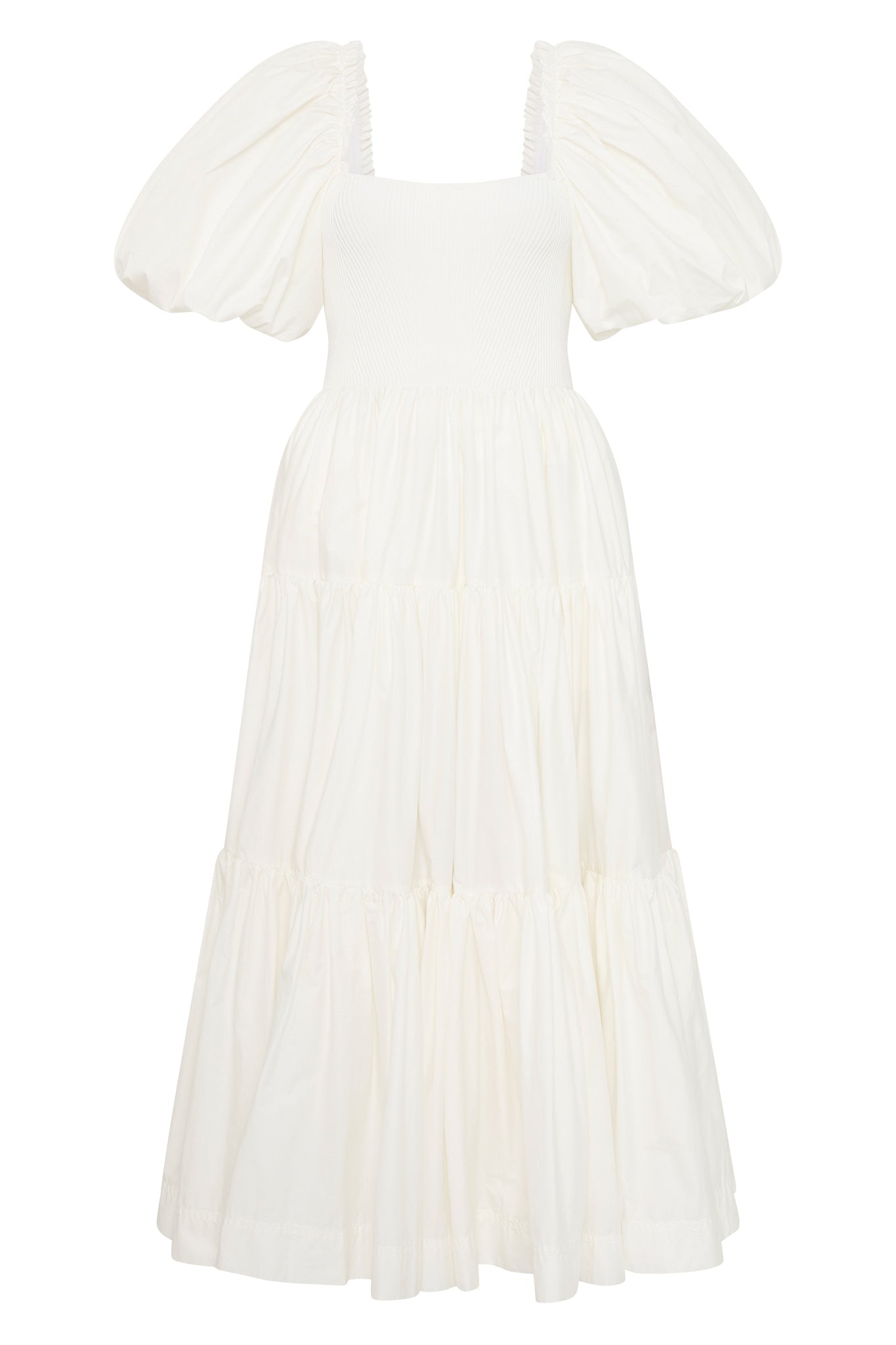 Casa Puff Sleeve Midi Dress | Ivory Casa Puff Sleeve Midi Dress | Ivory