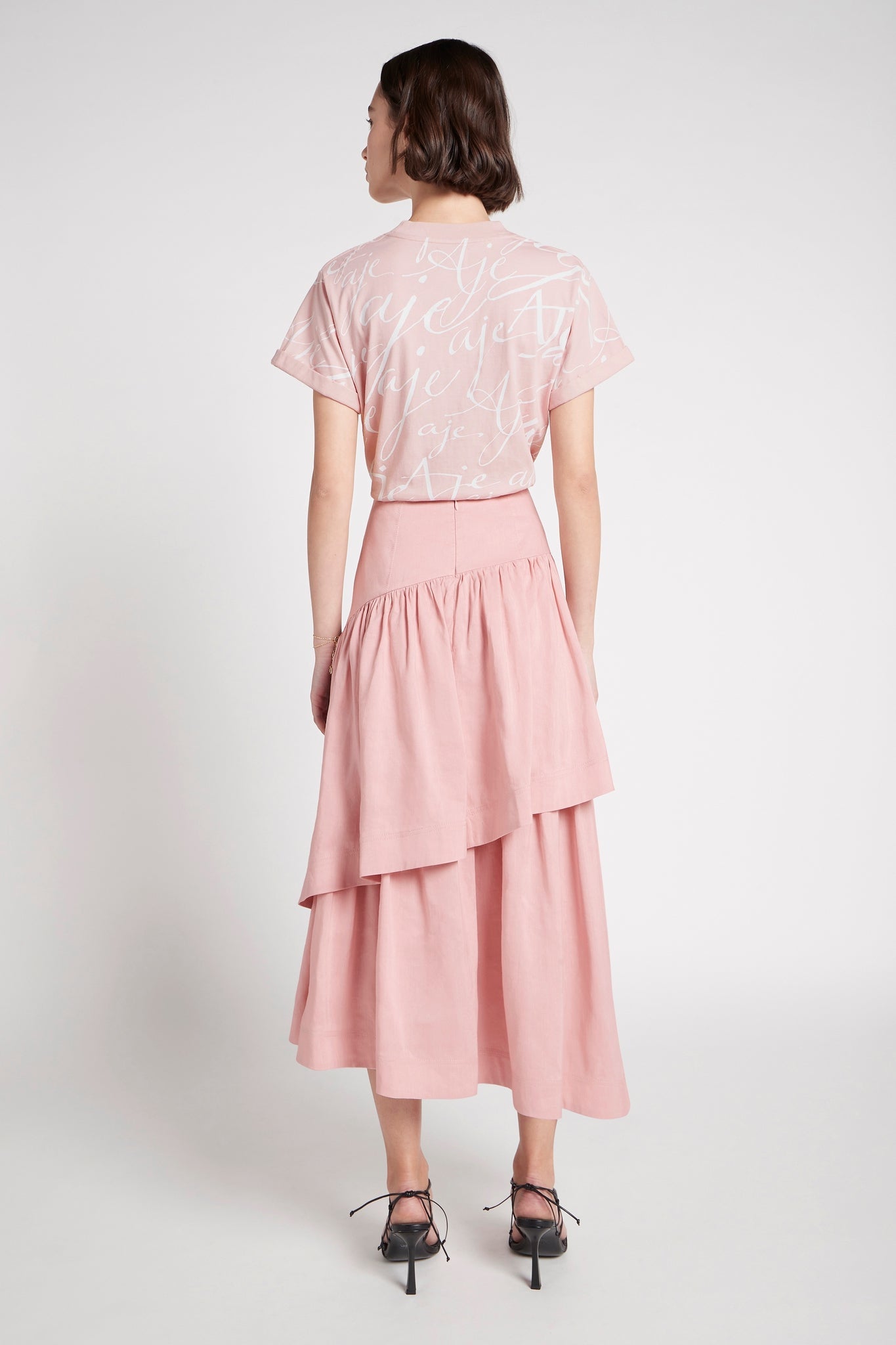 Renonqle ルノンキュル baby pink tiered skirt - ミニワンピース