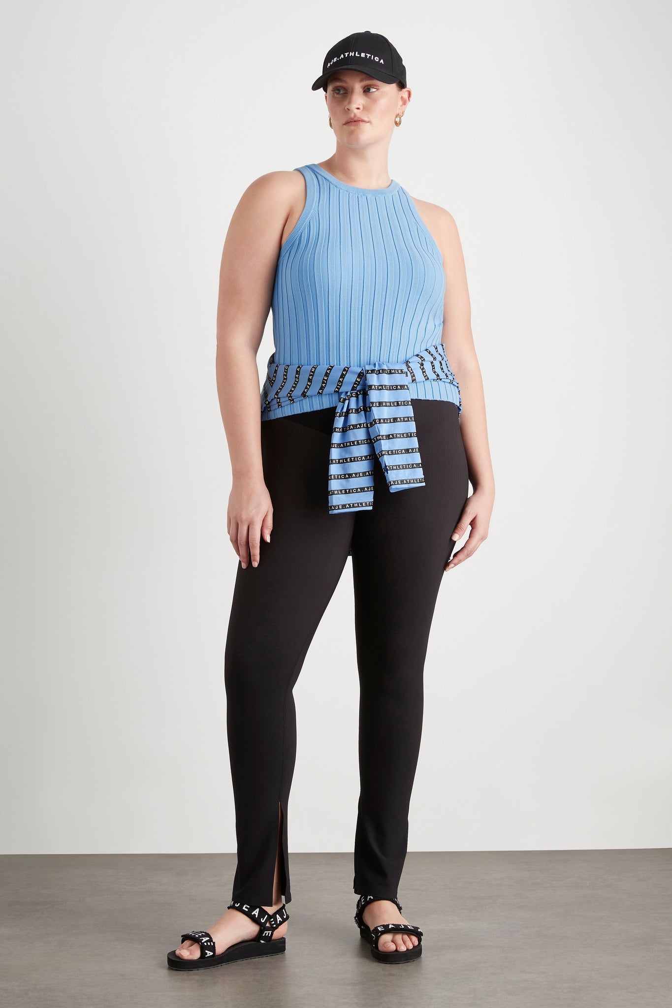 Hydra Racer Knit Ribbed Top | Cerulean Blue | AJE ATHLETICA – Aje ROW