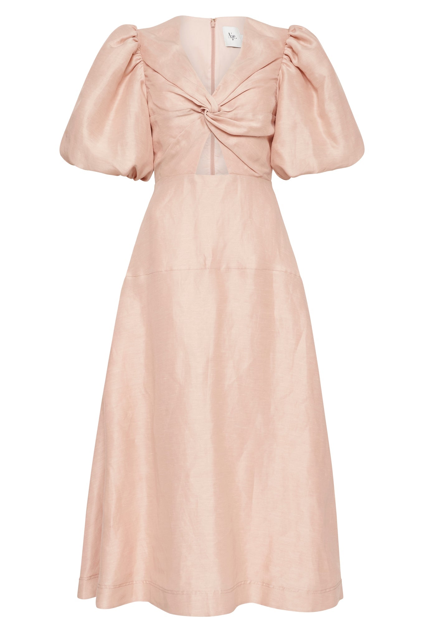 aje dusk knot puff sleeve midi dress Buy Dusk Knot Puff Sleeve Midi Dress in Pale Pink | AJE