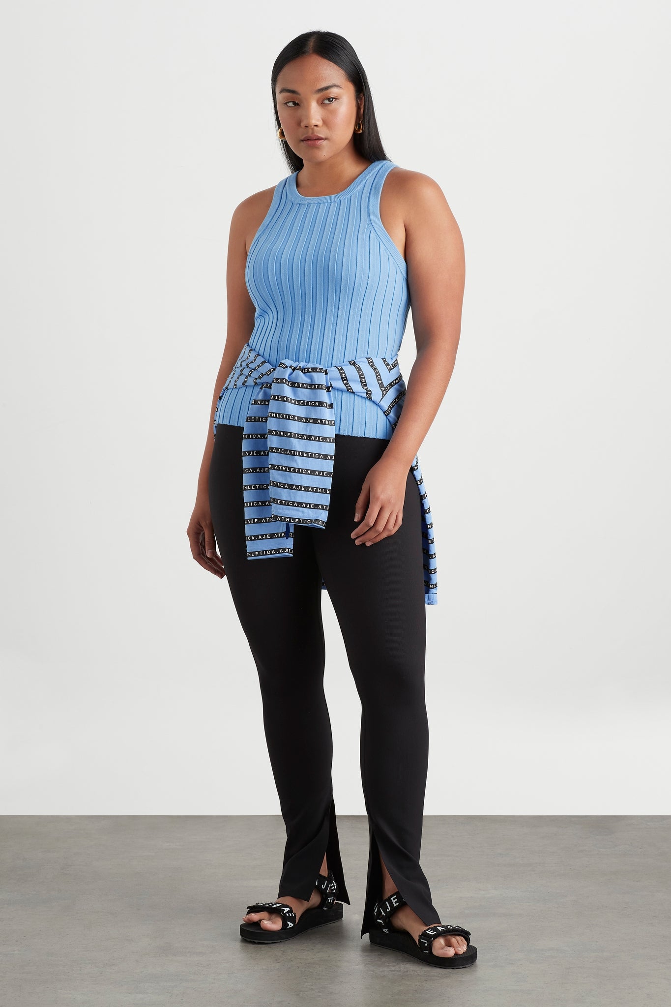 Hydra Racer Knit Ribbed Top | Cerulean Blue | AJE ATHLETICA – Aje ROW