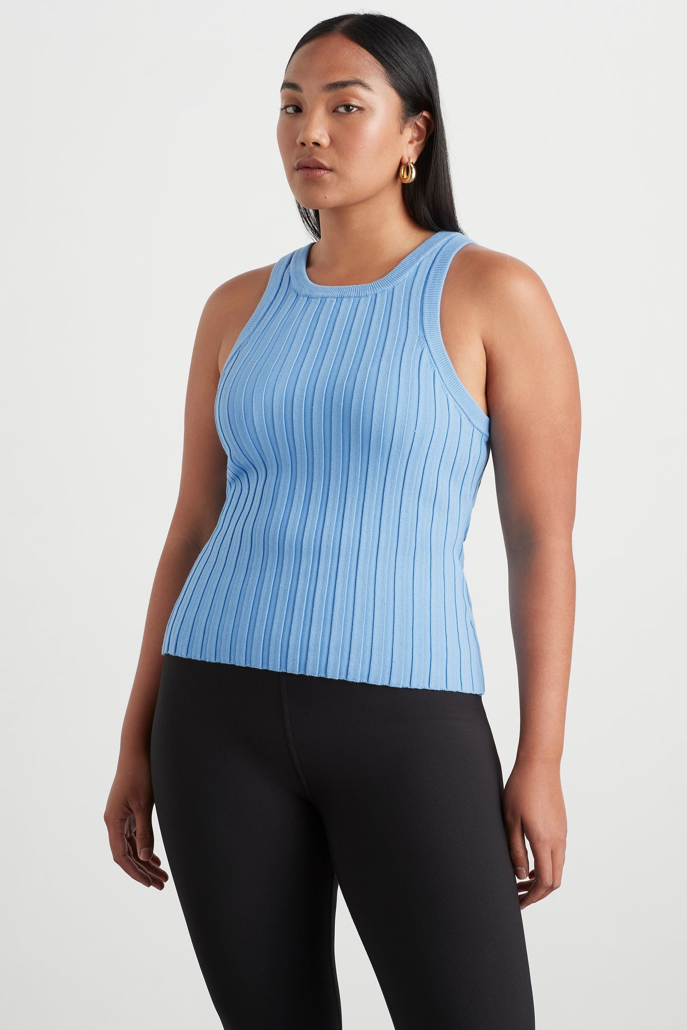 Hydra Racer Knit Ribbed Top | Cerulean Blue | AJE ATHLETICA – Aje ROW