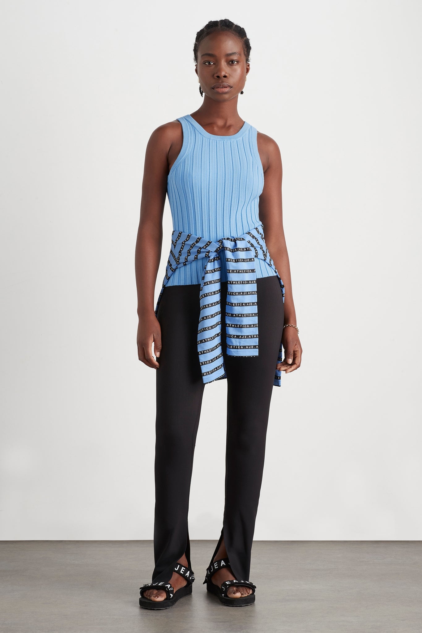 Hydra Racer Knit Ribbed Top | Cerulean Blue | AJE ATHLETICA – Aje ROW