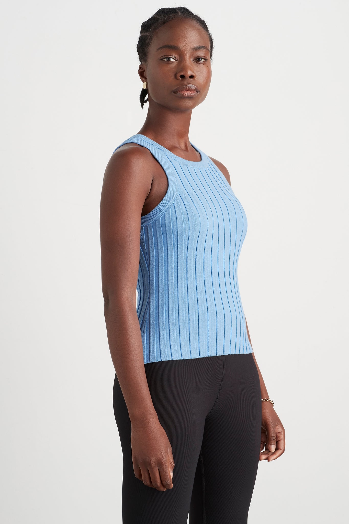 Hydra Racer Knit Ribbed Top | Cerulean Blue | AJE ATHLETICA – Aje ROW