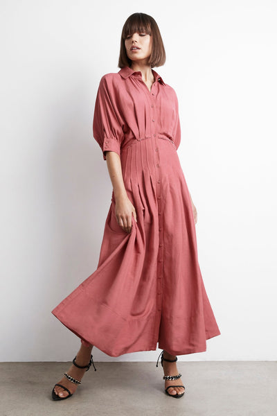 aje nova shirt midi dress Aje Nova Pleated Midi Dress