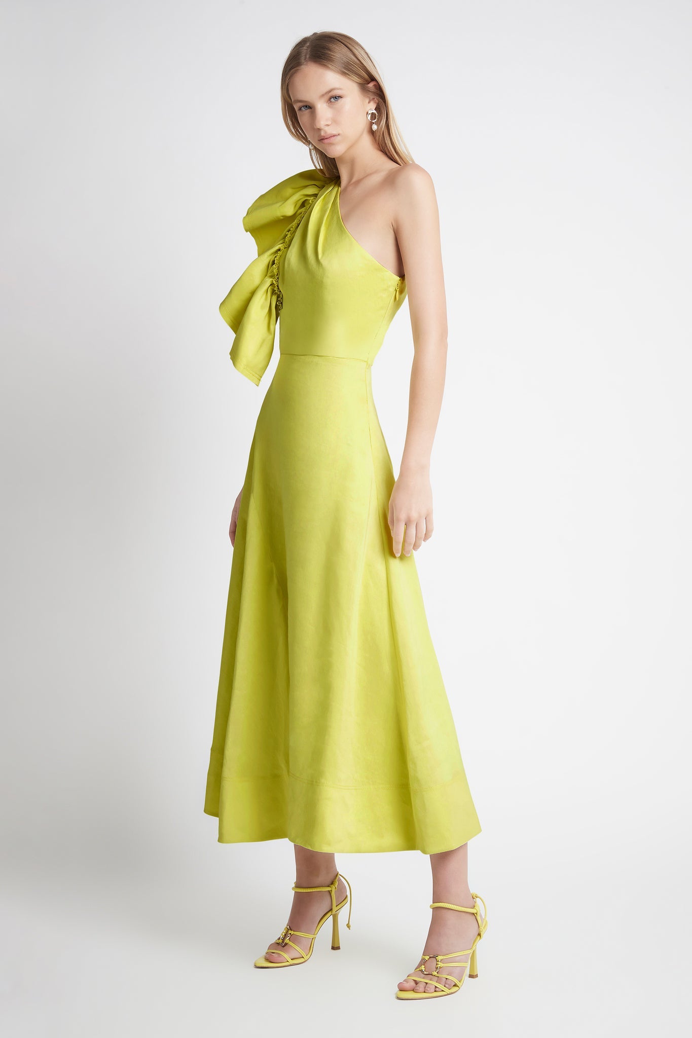 Bonjour Asymmetric Midi Dress-LIME GREEN / 4 Bonjour Asymmetric Midi Dress-LIME GREEN / 4