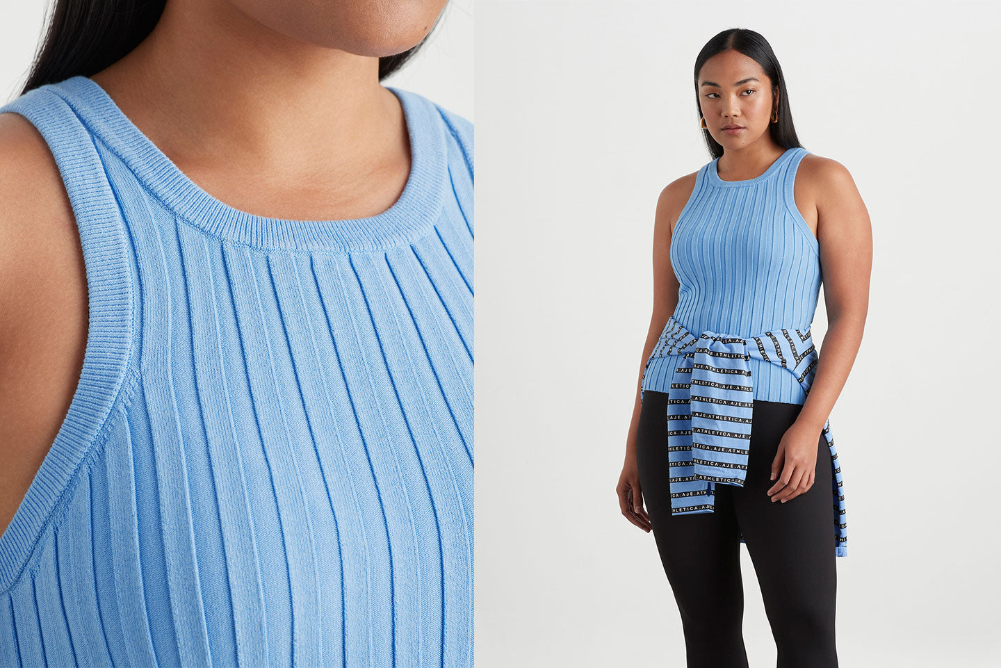 Hydra Racer Knit Ribbed Top | Cerulean Blue | AJE ATHLETICA – Aje ROW